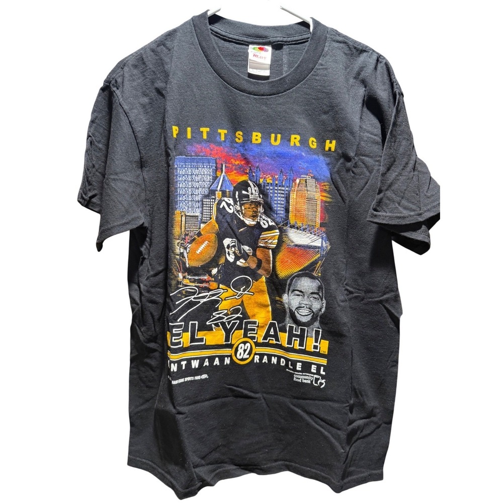 Antwaan Randle El Pittsburgh Steelers Graphic Tee Shirt Black Mens Large L VTG